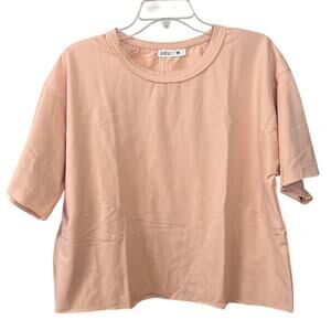 0041 NWT UEU Medium Oversized Crop Short Sleeve Tee Raw Hem